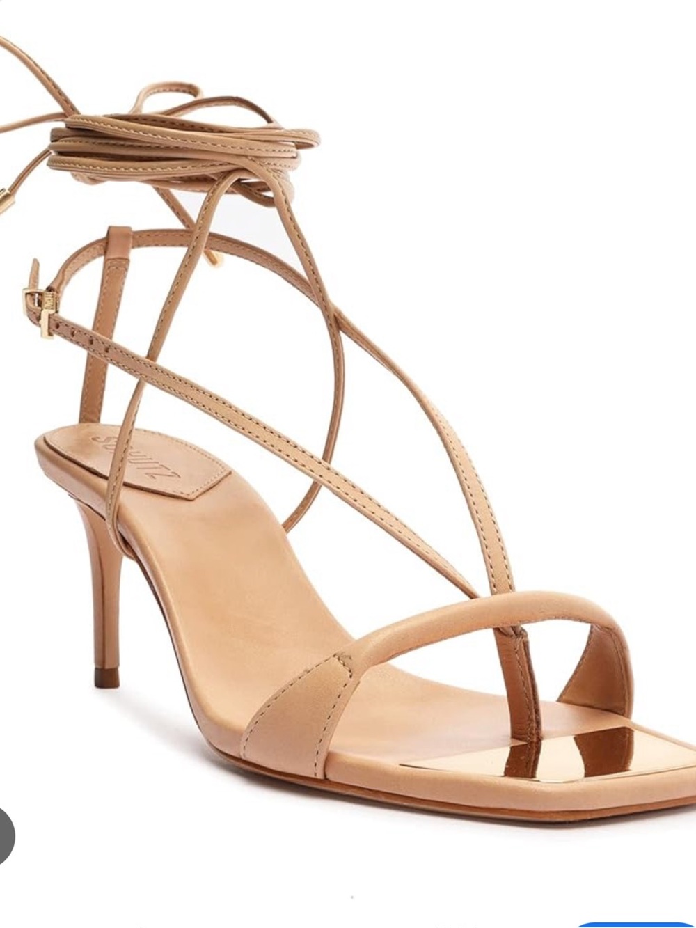 SCHUTZ Nude Strappy Lace-Up Heeled Sandals